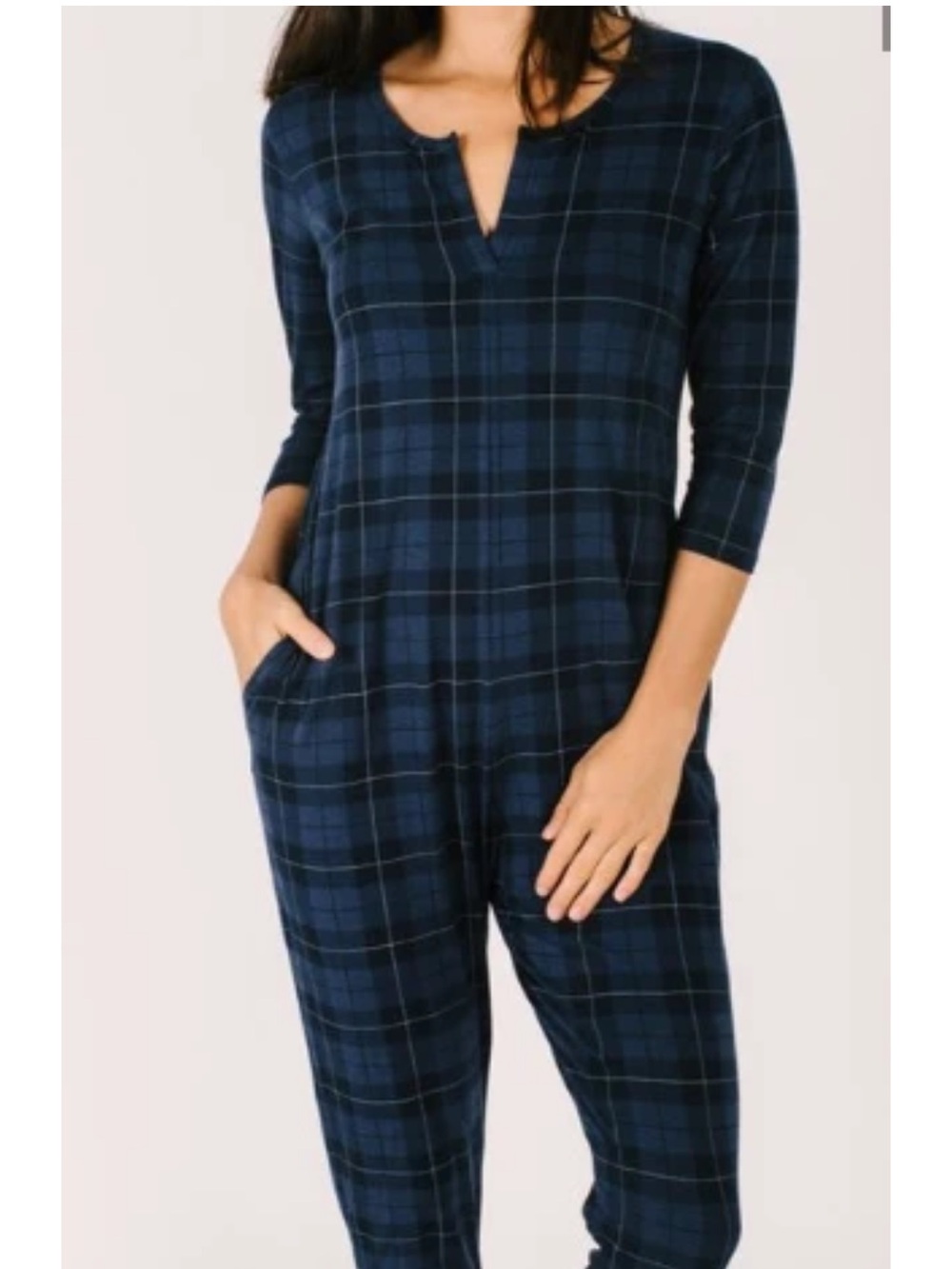 Smash + Tess Navy Plaid One-Piece romper